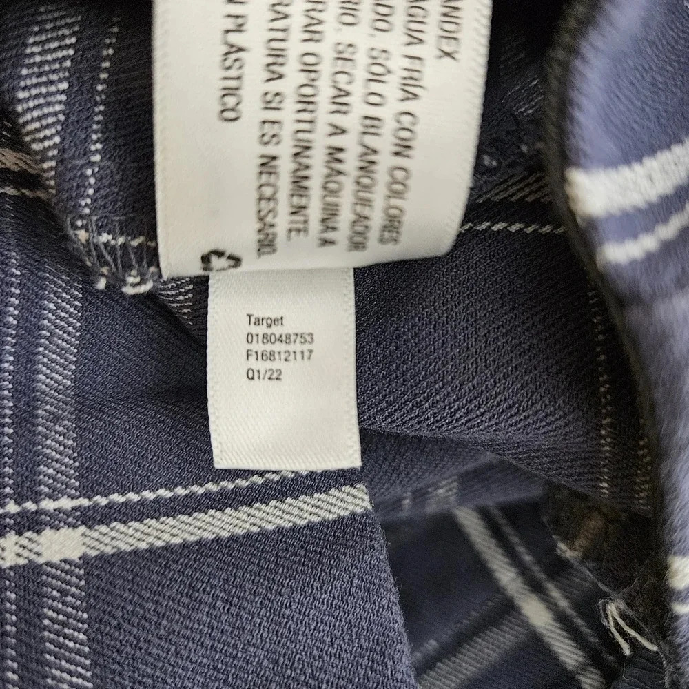 A New Day Straight Ankle Dress Pants Navy Blue Windowpane Plaid High Rise - Picture 6 of 6